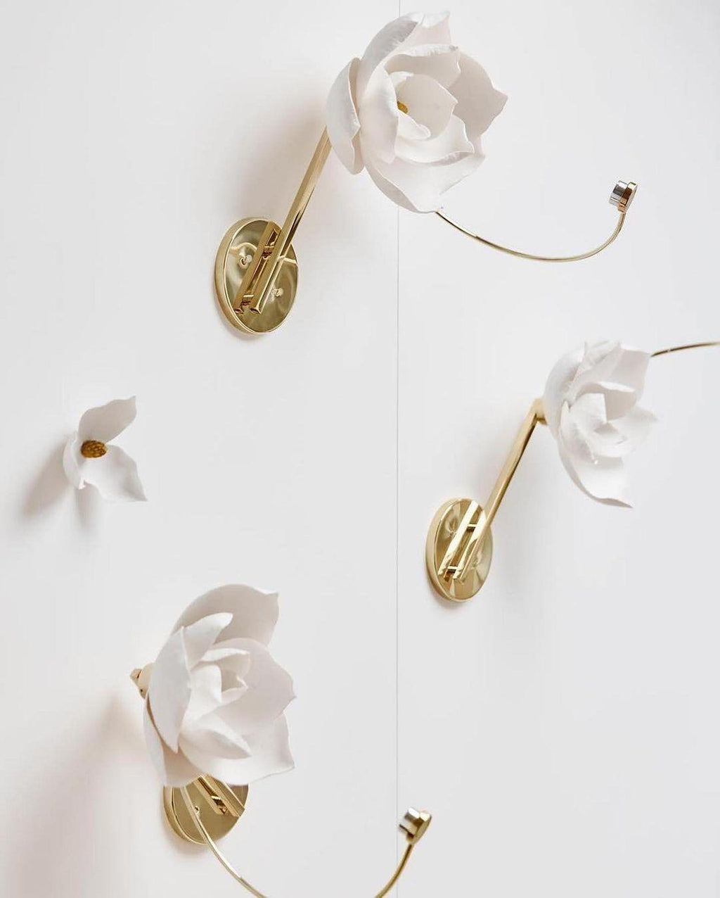 Lure Blossom LED Wall Sconce - Brass & Cotton Paper Flower