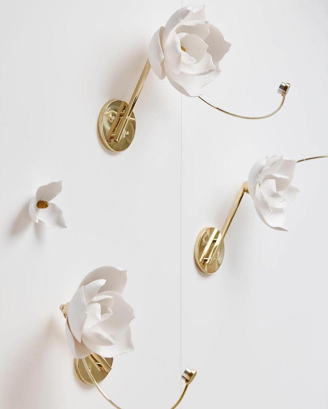 Lure Blossom LED Wall Sconce - Brass & Cotton Paper Flower