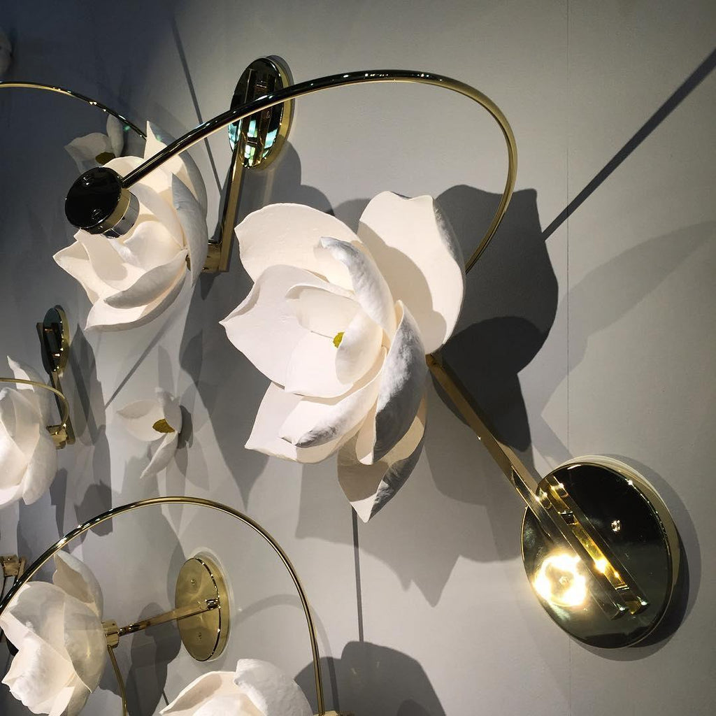 Lure Blossom LED Wall Sconce - Brass & Cotton Paper Flower