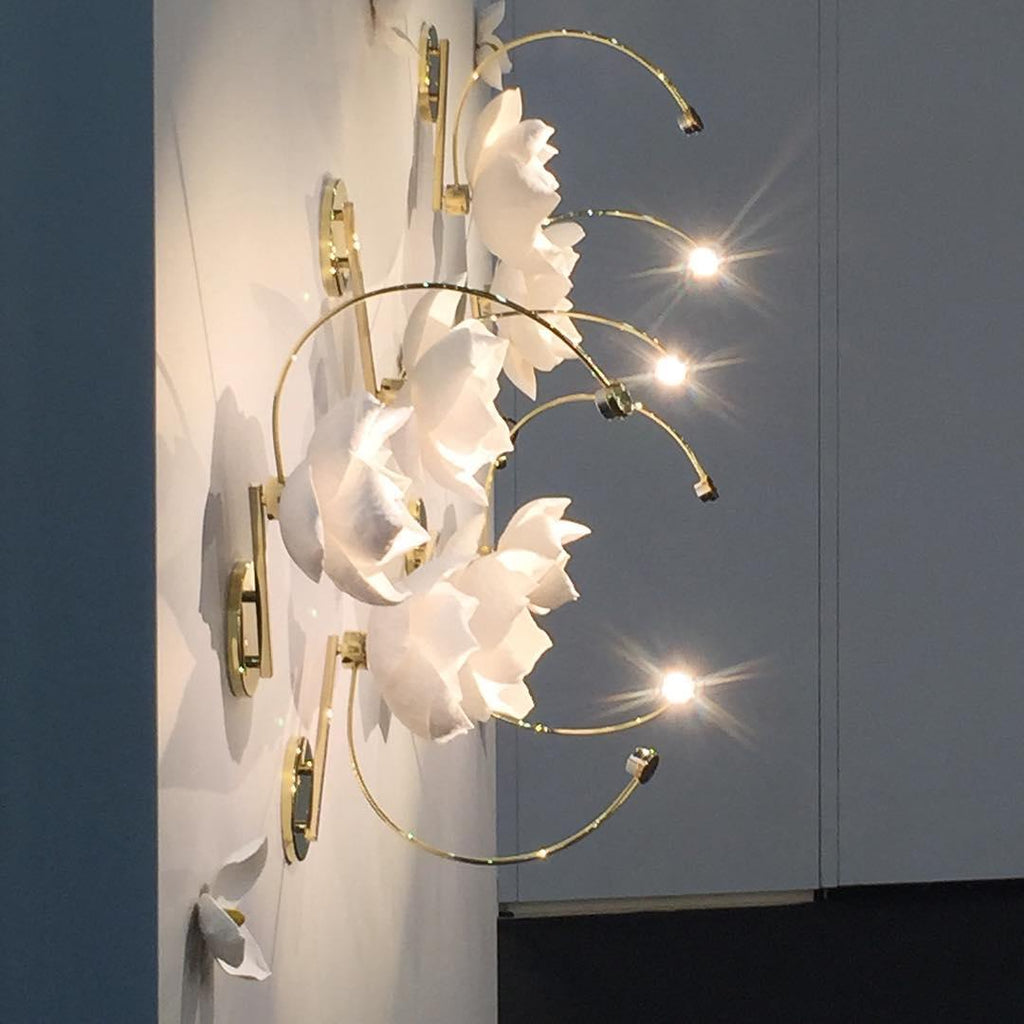 Lure Blossom LED Wall Sconce - Brass & Cotton Paper Flower
