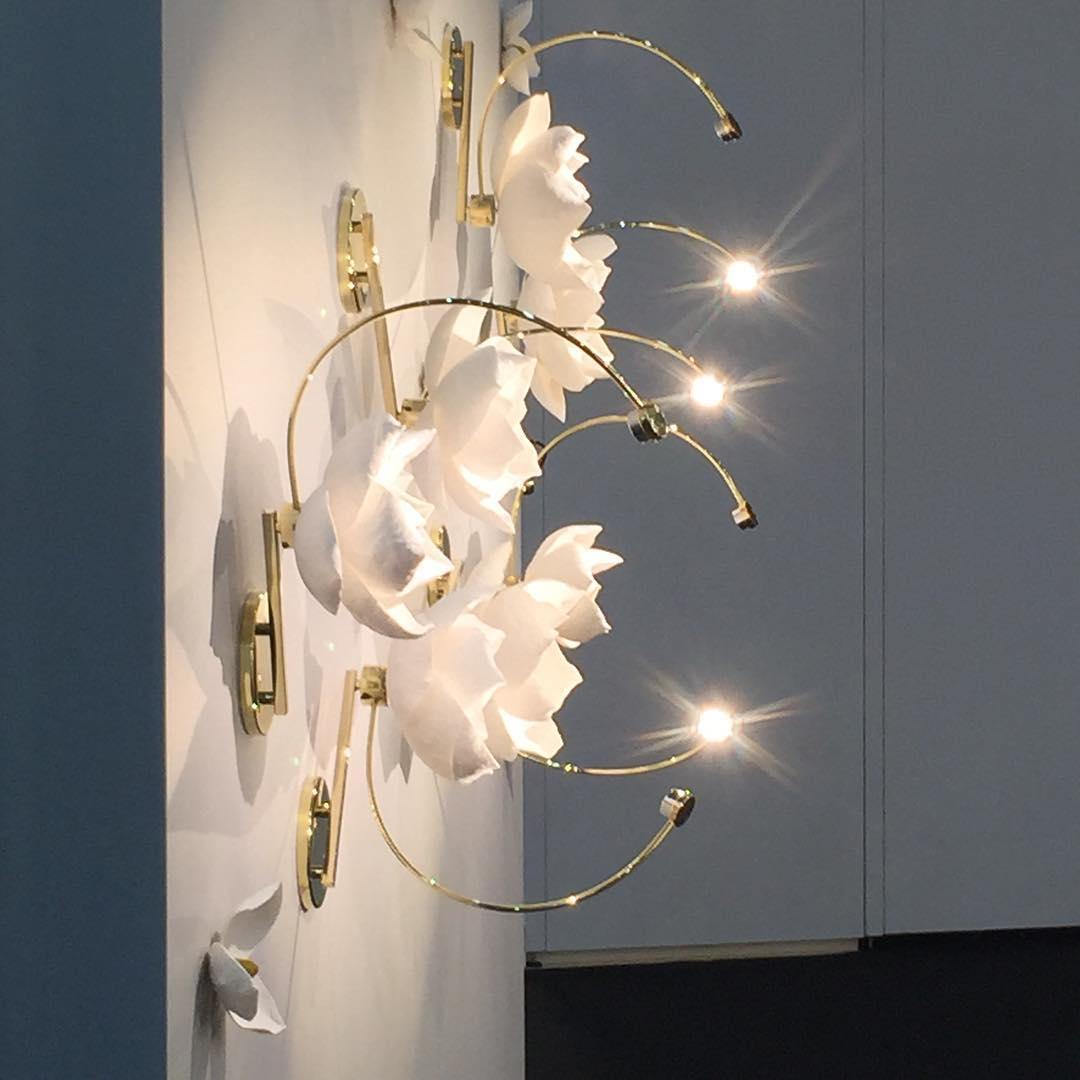 Lure Blossom LED Wall Sconce - Brass & Cotton Paper Flower