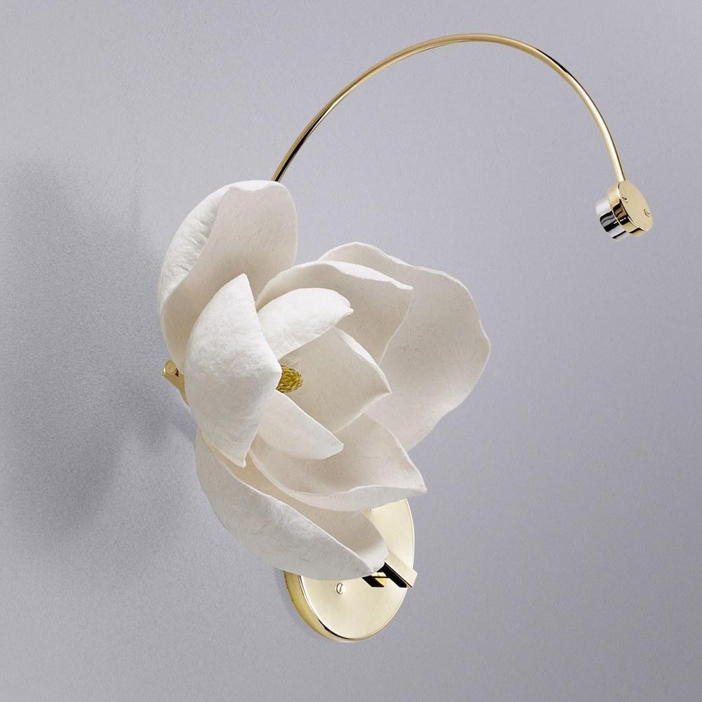 Lure Blossom LED Wall Sconce - Brass & Cotton Paper Flower