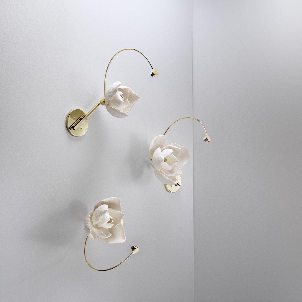 Lure Blossom LED Wall Sconce - Brass & Cotton Paper Flower