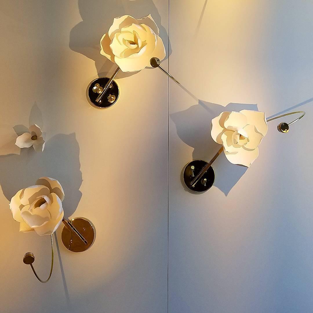 Lure Blossom LED Wall Sconce - Brass & Cotton Paper Flower