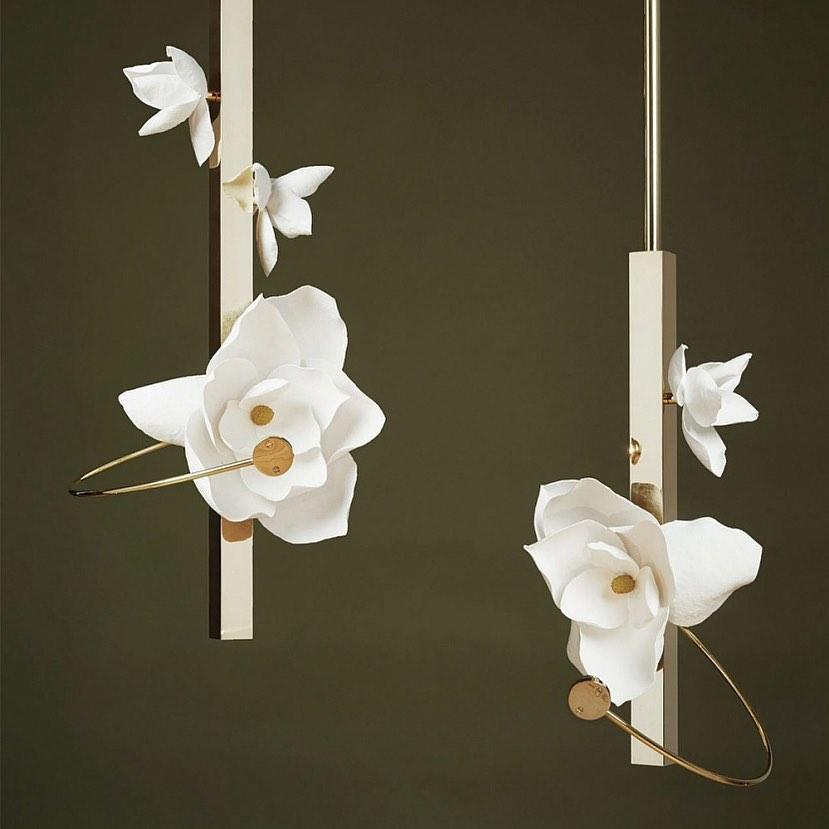 Lure Blossom LED Wall Sconce - Brass & Cotton Paper Flower