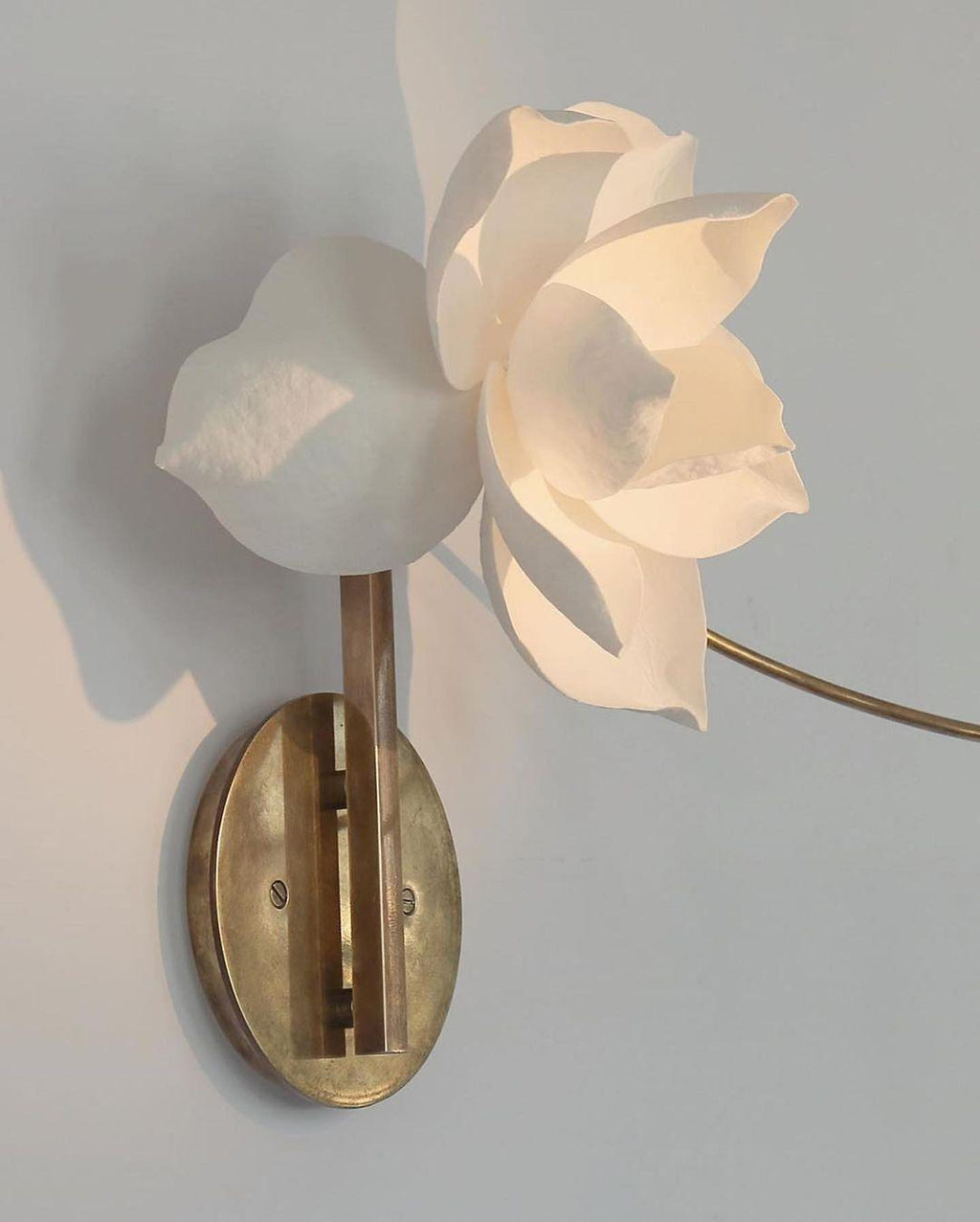 Lure Blossom LED Wall Sconce - Brass & Cotton Paper Flower