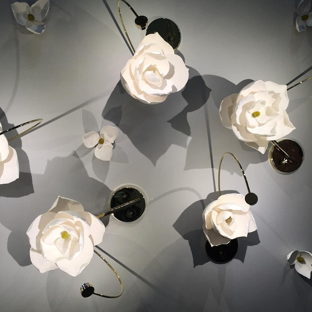 Lure Blossom LED Wall Sconce - Brass & Cotton Paper Flower