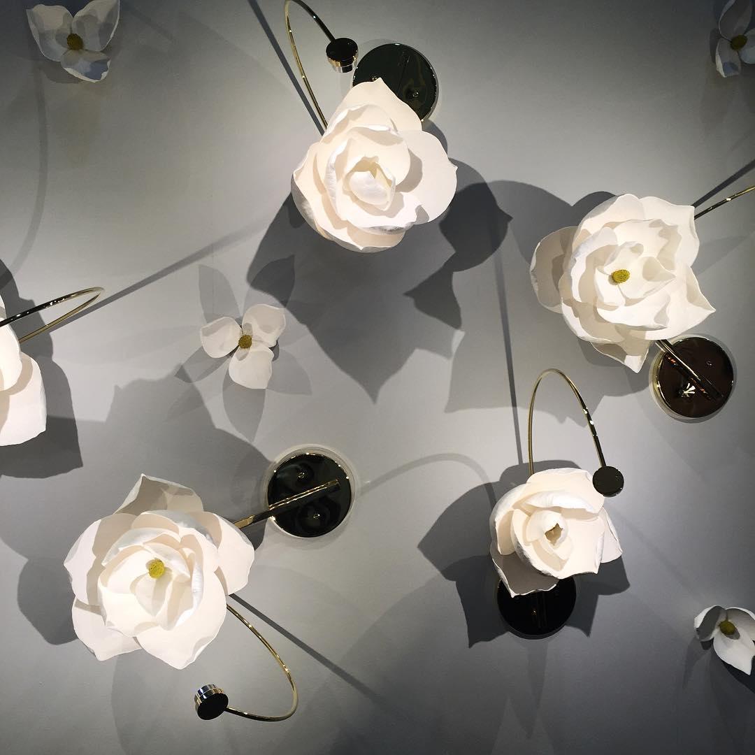 Lure Blossom LED Wall Sconce - Brass & Cotton Paper Flower