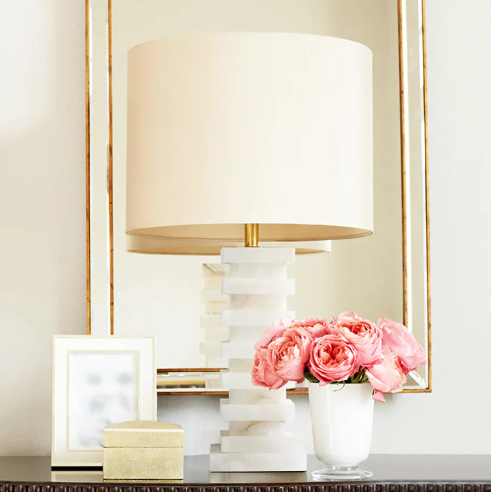 Modern Alabaster Stacked Table Lamp