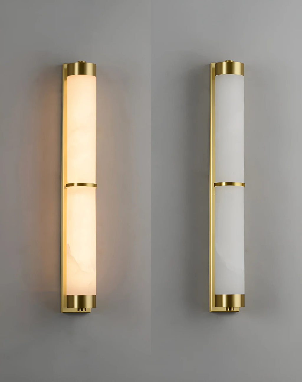 Modern Cylindra Alabaster Brass Wall Light