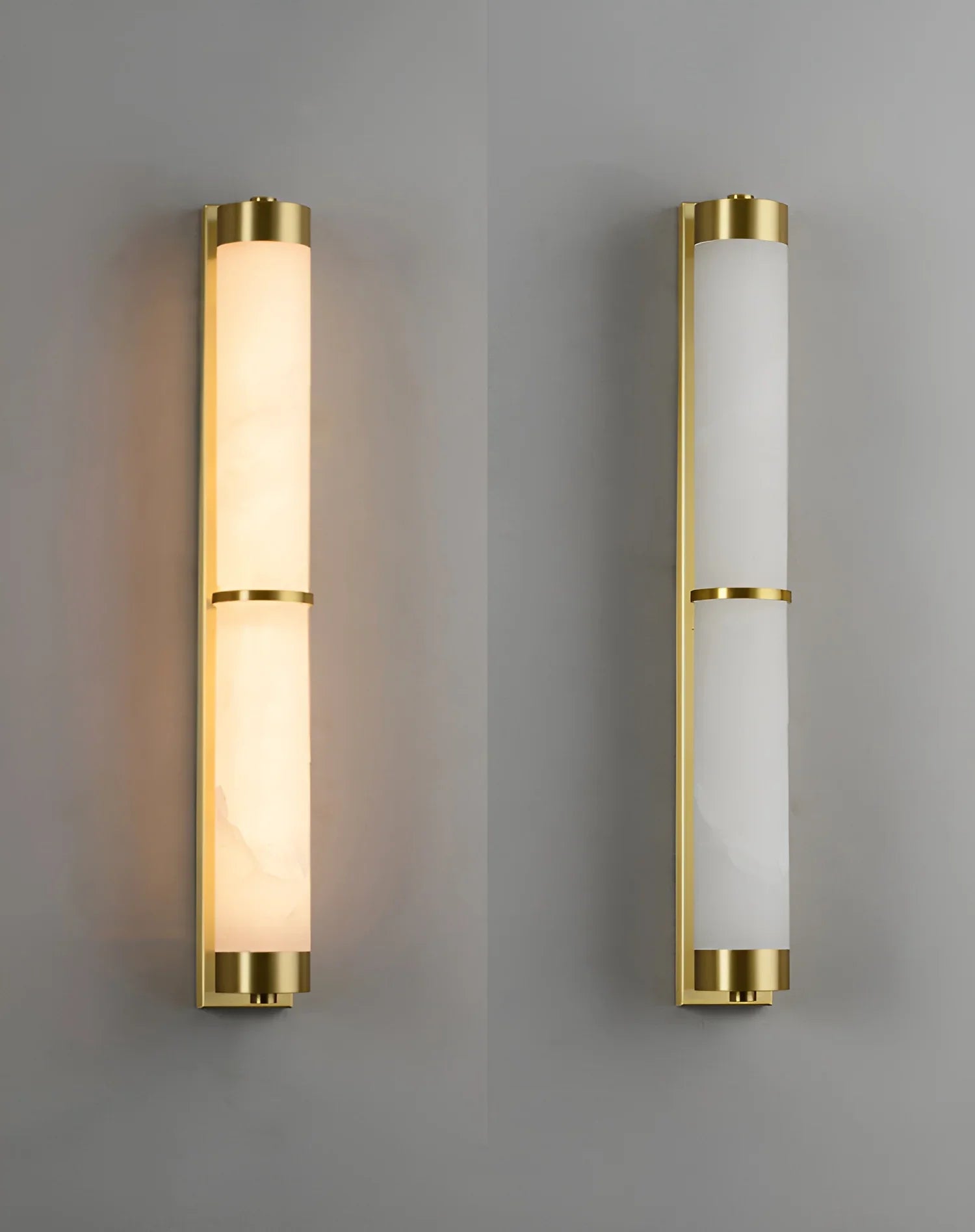 Modern Cylindra Alabaster Brass Wall Light