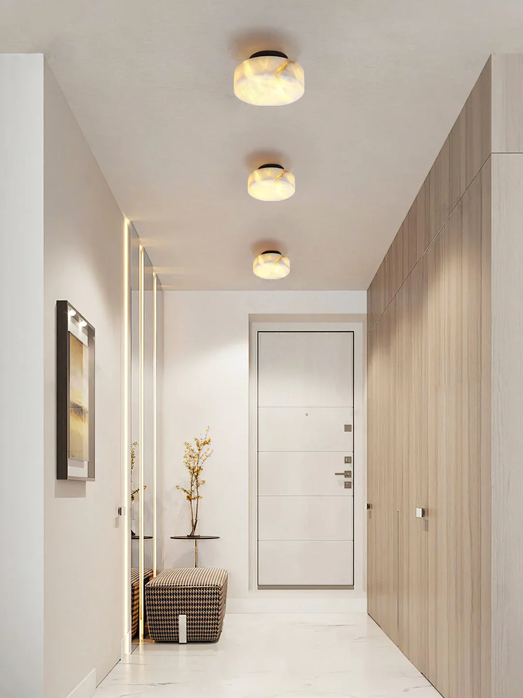 Domino A Cylindrical Alabaster Wall Light