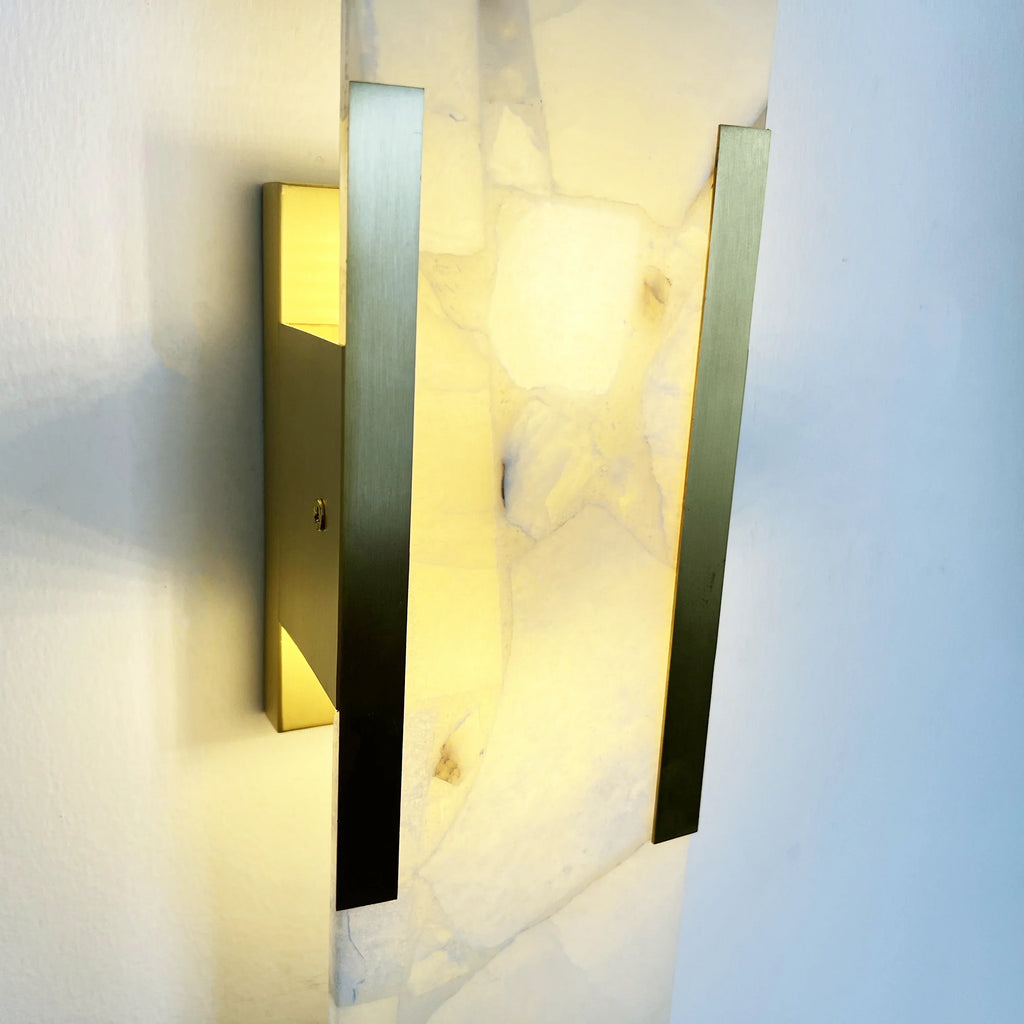 Modern Melange Elongated Alabaster Wall Lamp