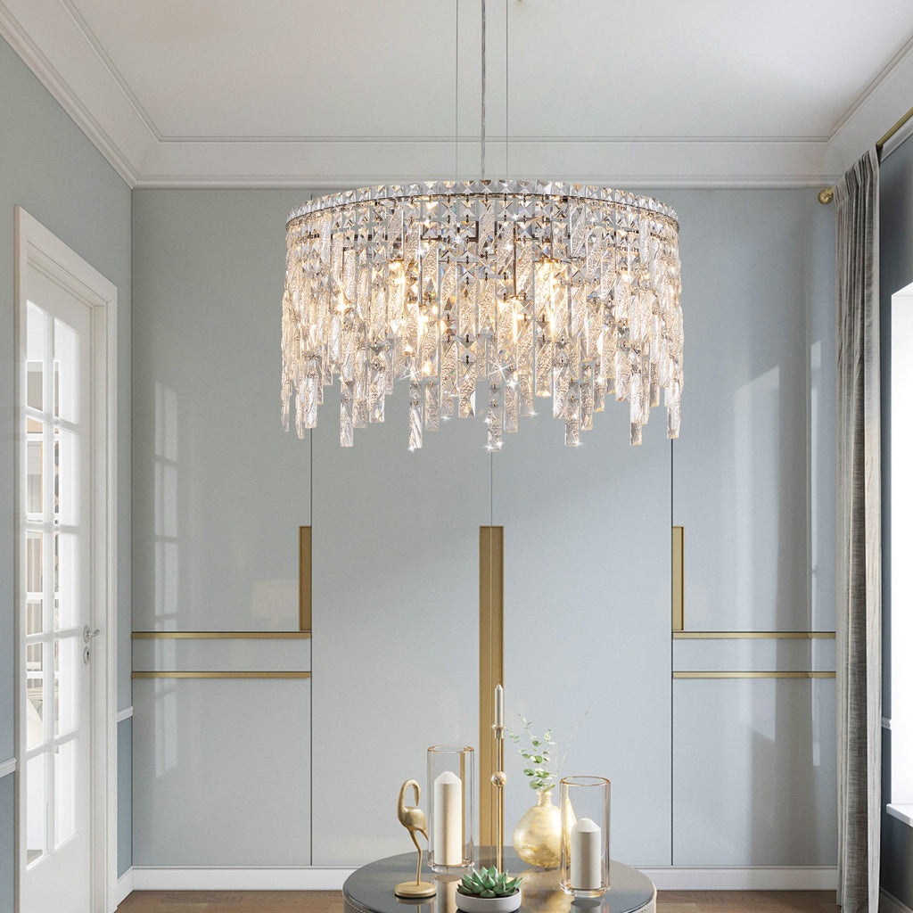 24"/35" Modern Round/Oval Crystal Chandelier