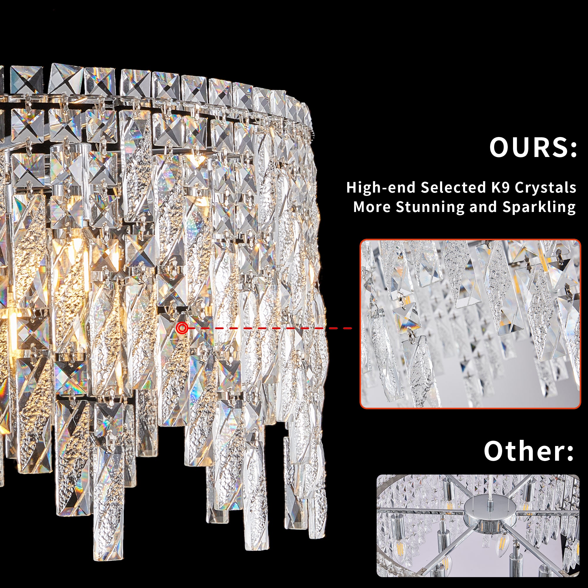 24"/35" Modern Round/Oval Crystal Chandelier