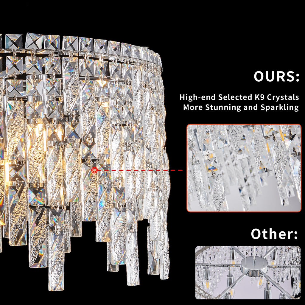 24"/35" Modern Round/Oval Crystal Chandelier