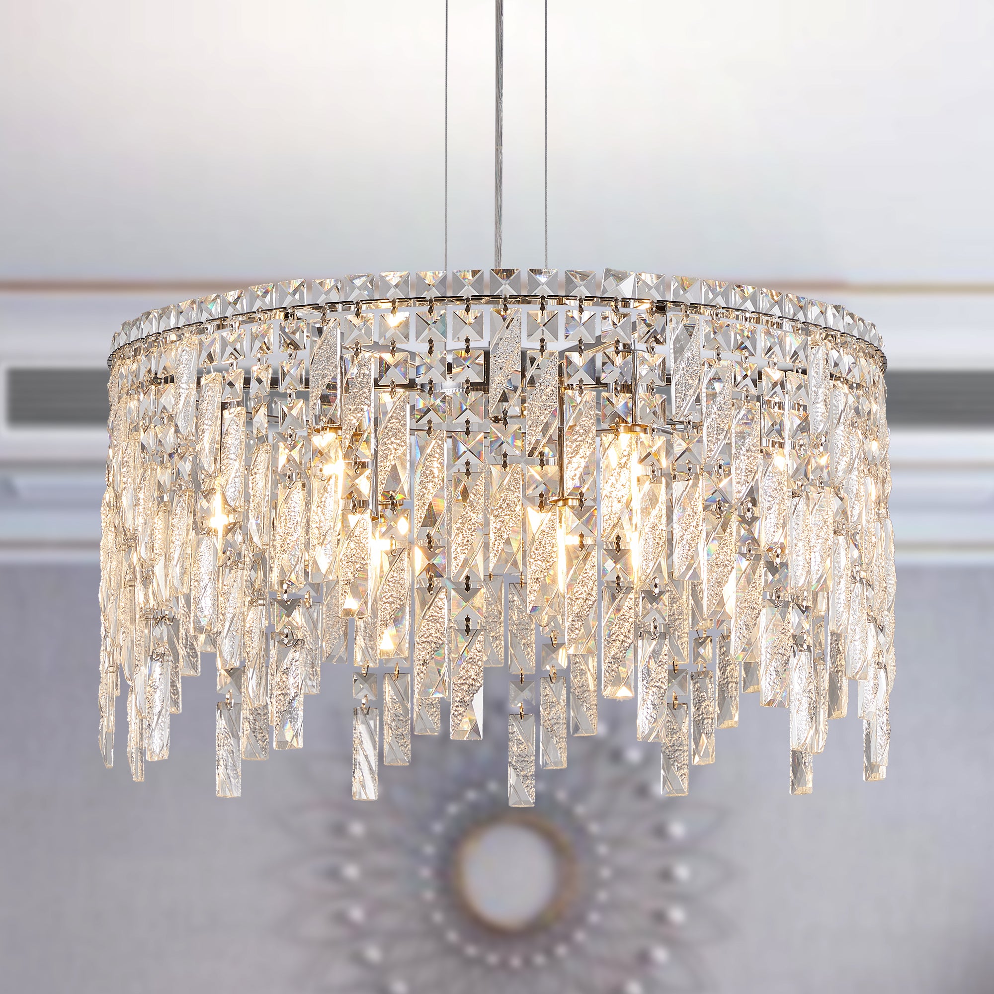 24"/35" Modern Round/Oval Crystal Chandelier