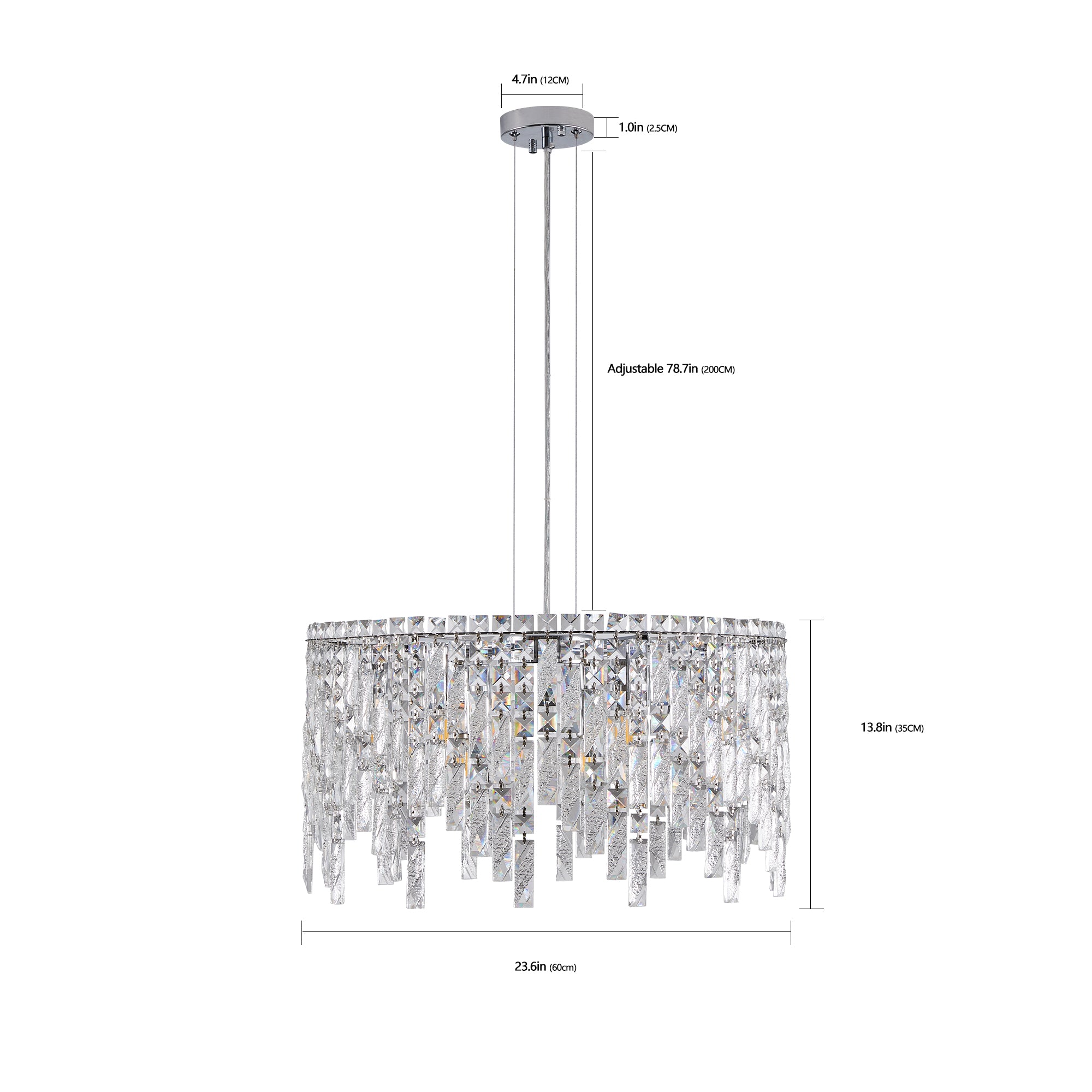 24"/35" Modern Round/Oval Crystal Chandelier