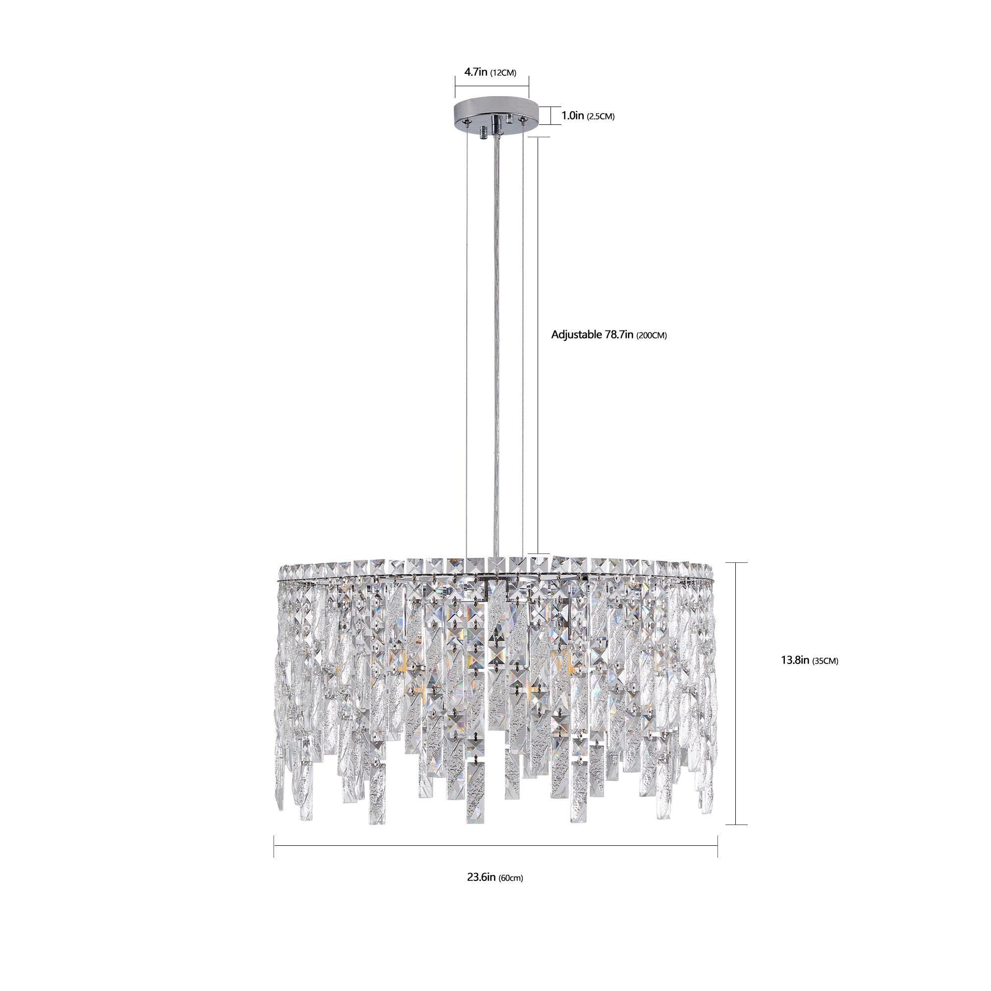 24"/35" Modern Round/Oval Crystal Chandelier