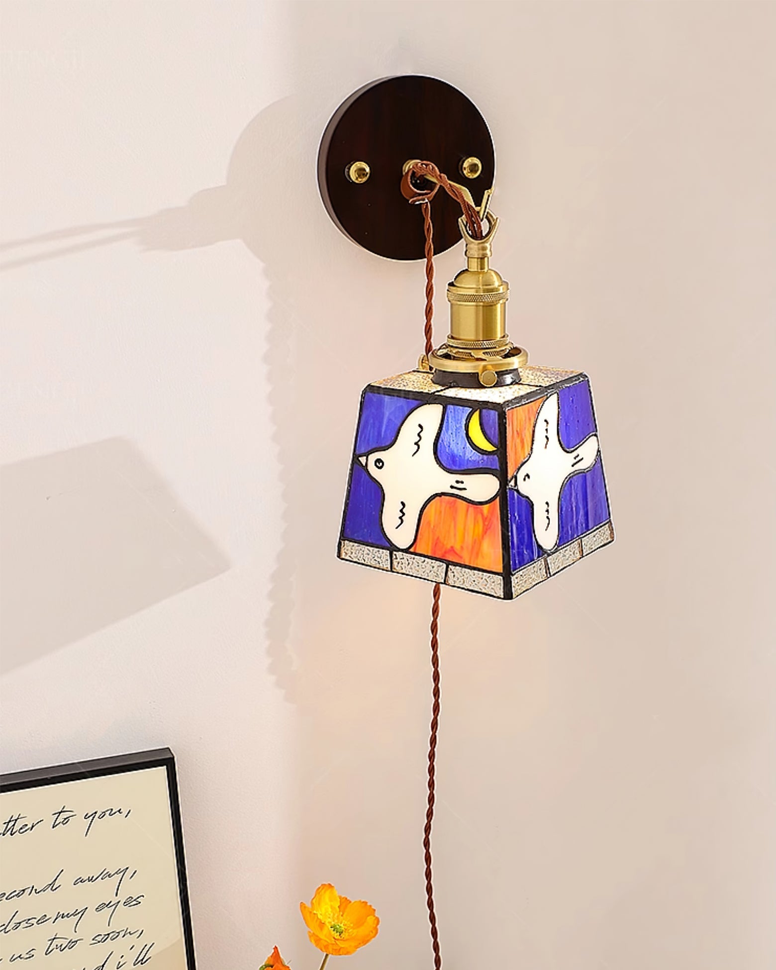 Peace Dove Plug In Wall Sconce