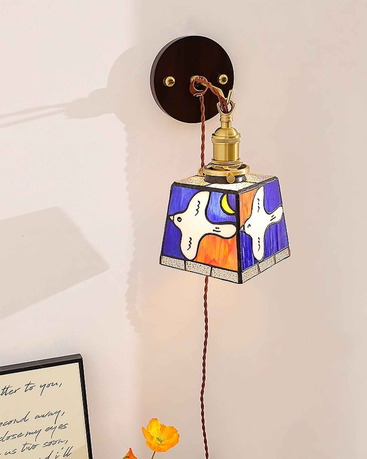 Peace Dove Plug In Wall Sconce