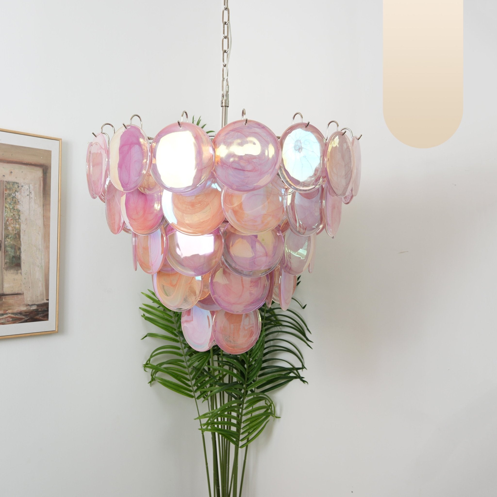 Pink Murano Disc Chandelier