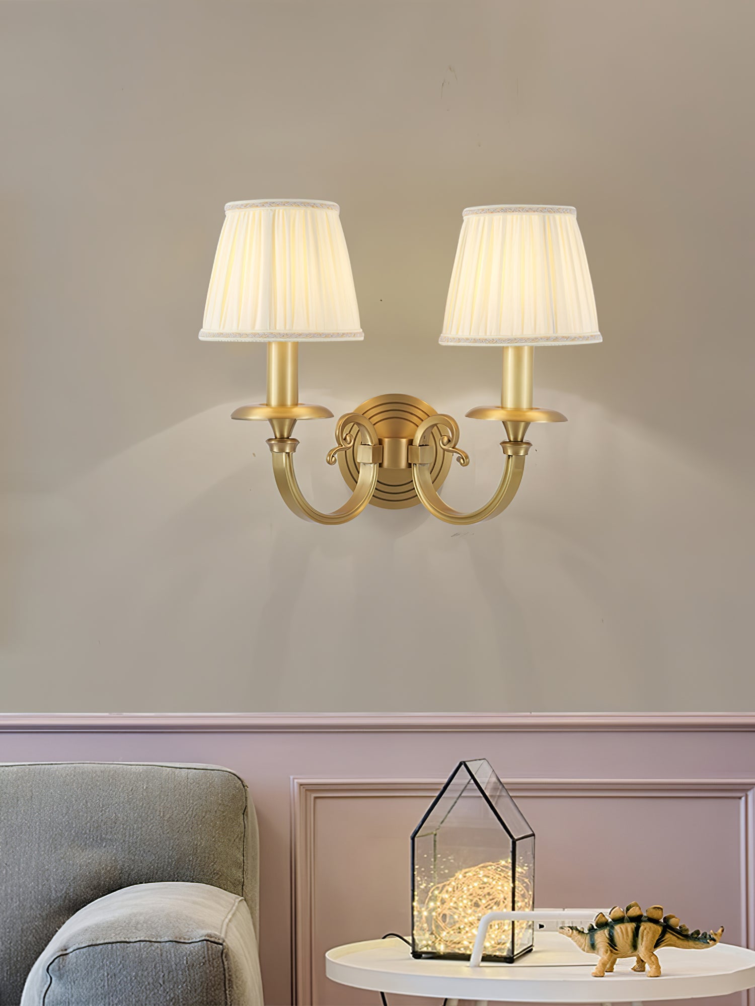 Pleated Brass Wall Lamp