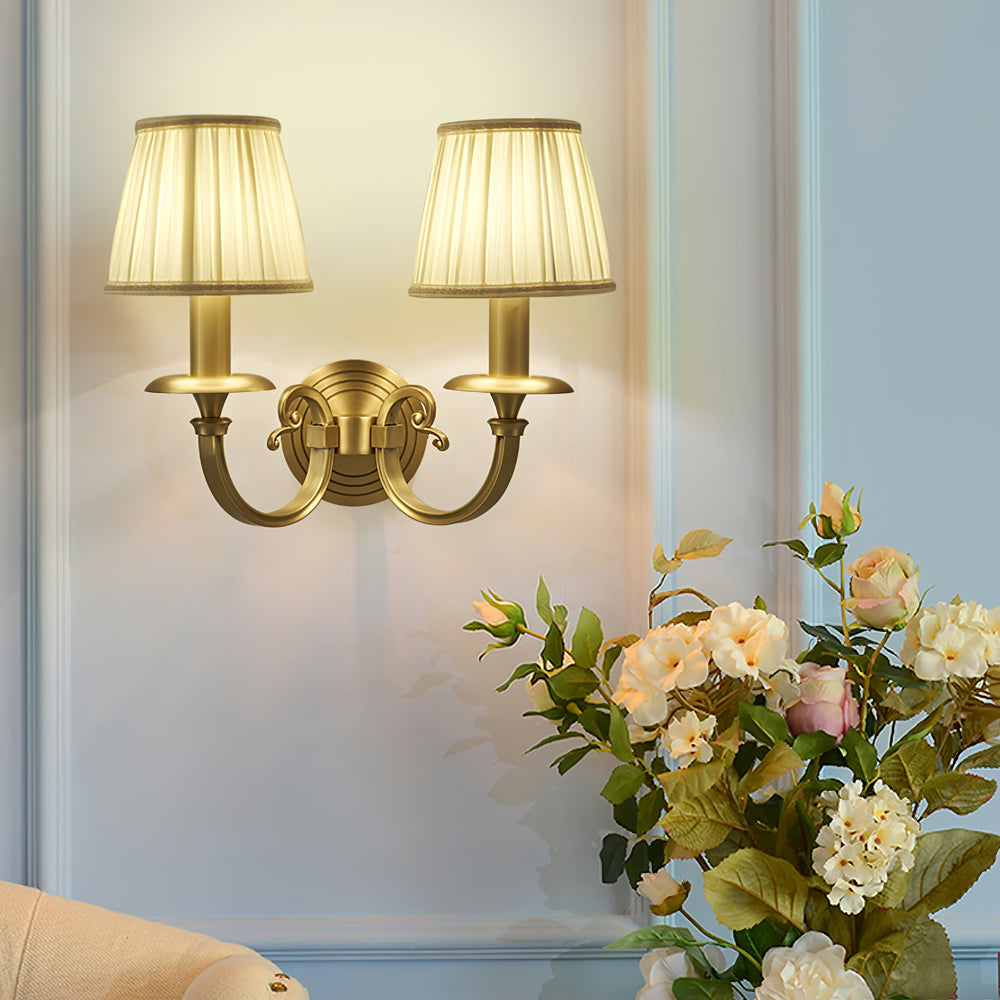 Pleated Brass Wall Lamp