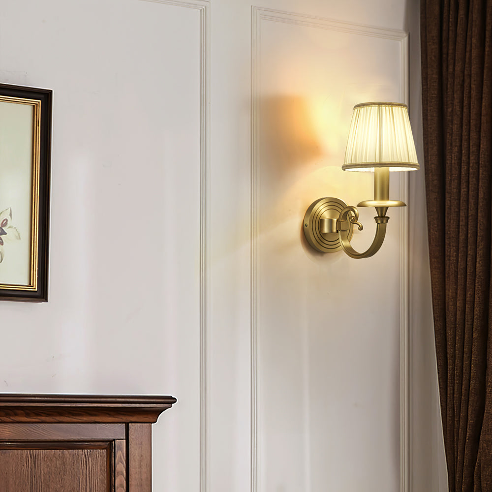 Pleated Brass Wall Lamp