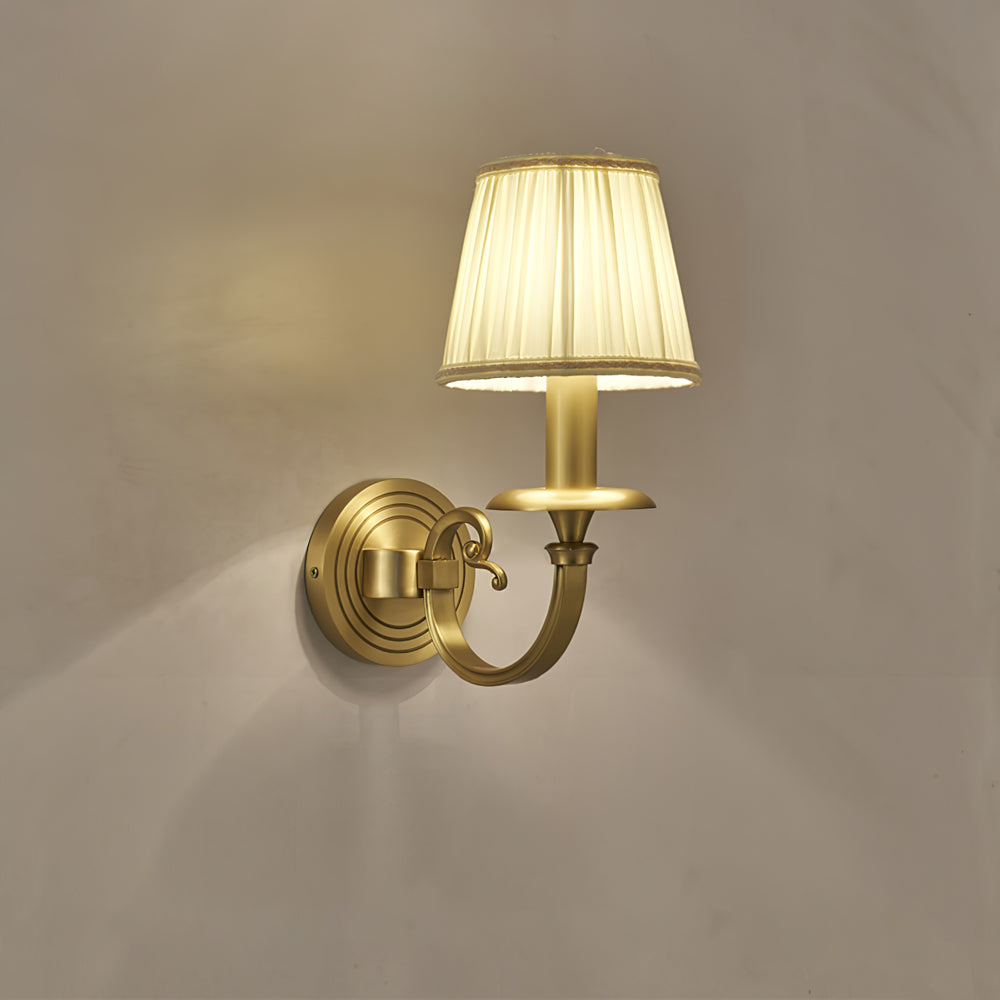 Pleated Brass Wall Lamp