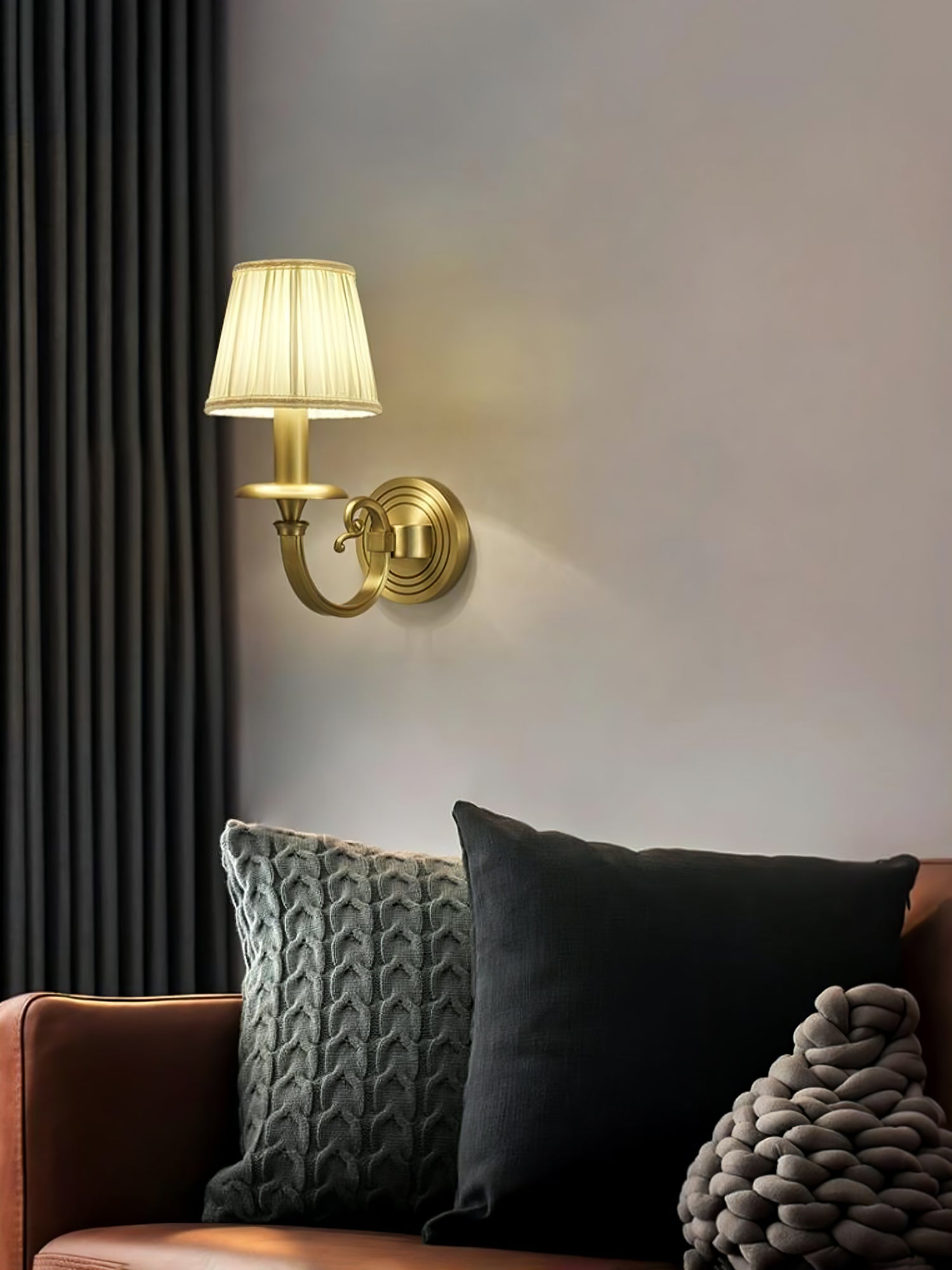 Pleated Brass Wall Lamp