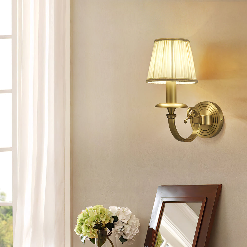 Pleated Brass Wall Lamp