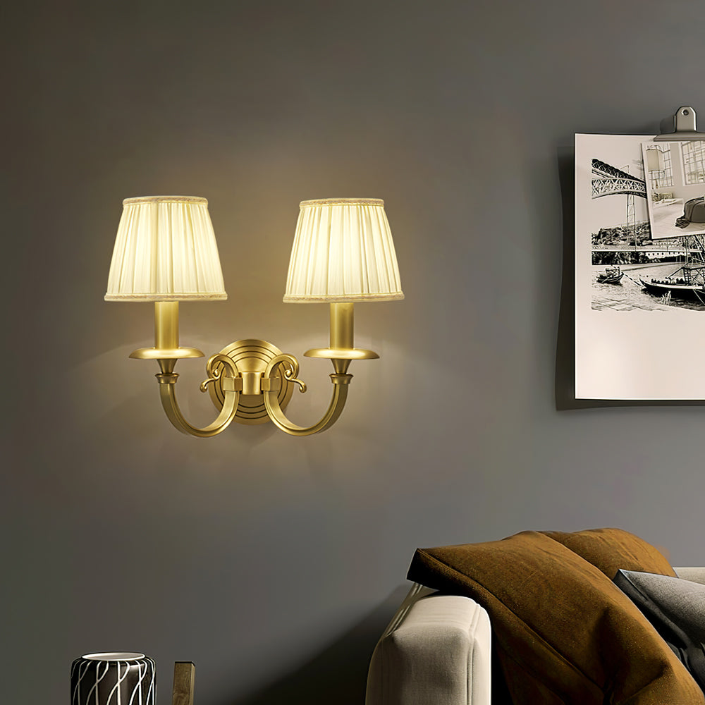 Pleated Brass Wall Lamp