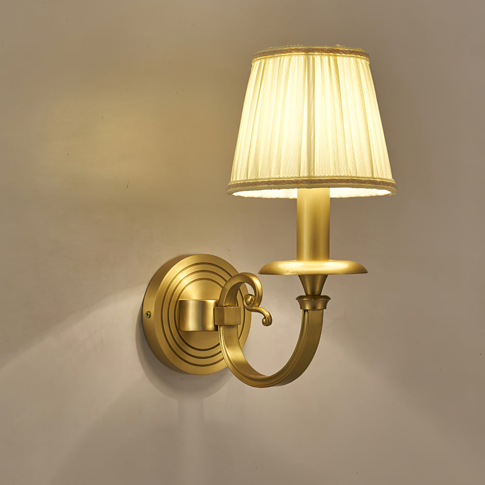 Pleated Brass Wall Lamp
