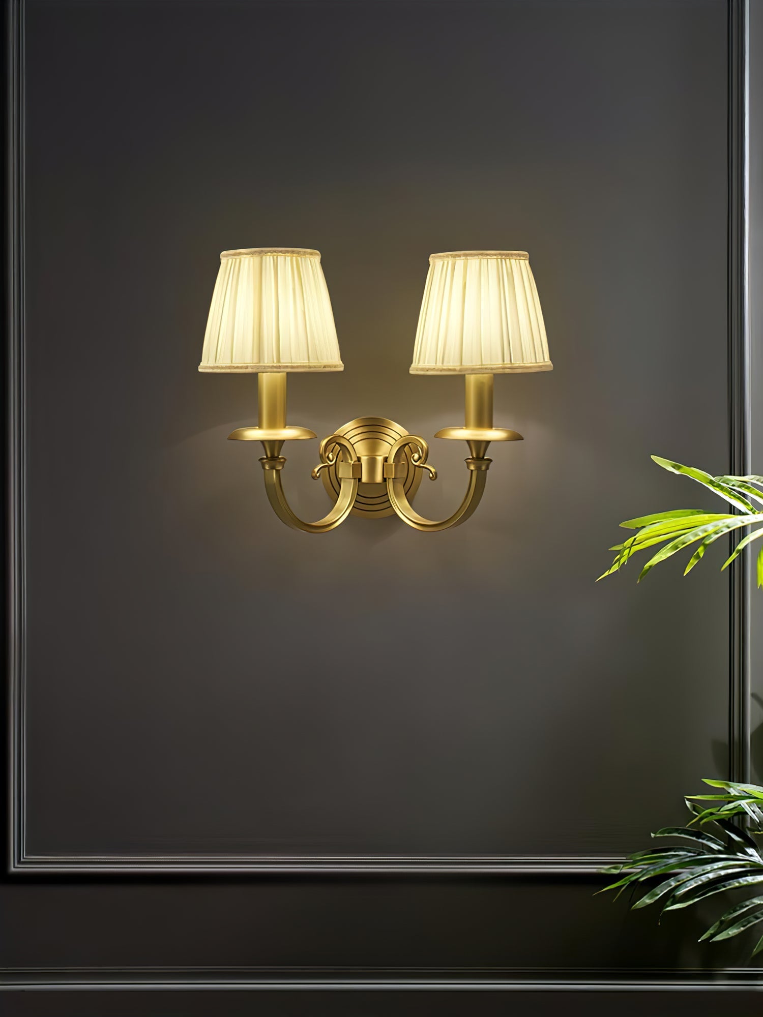 Pleated Brass Wall Lamp