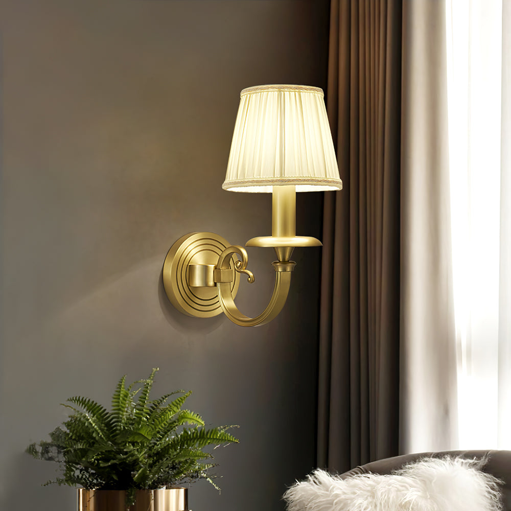 Pleated Brass Wall Lamp