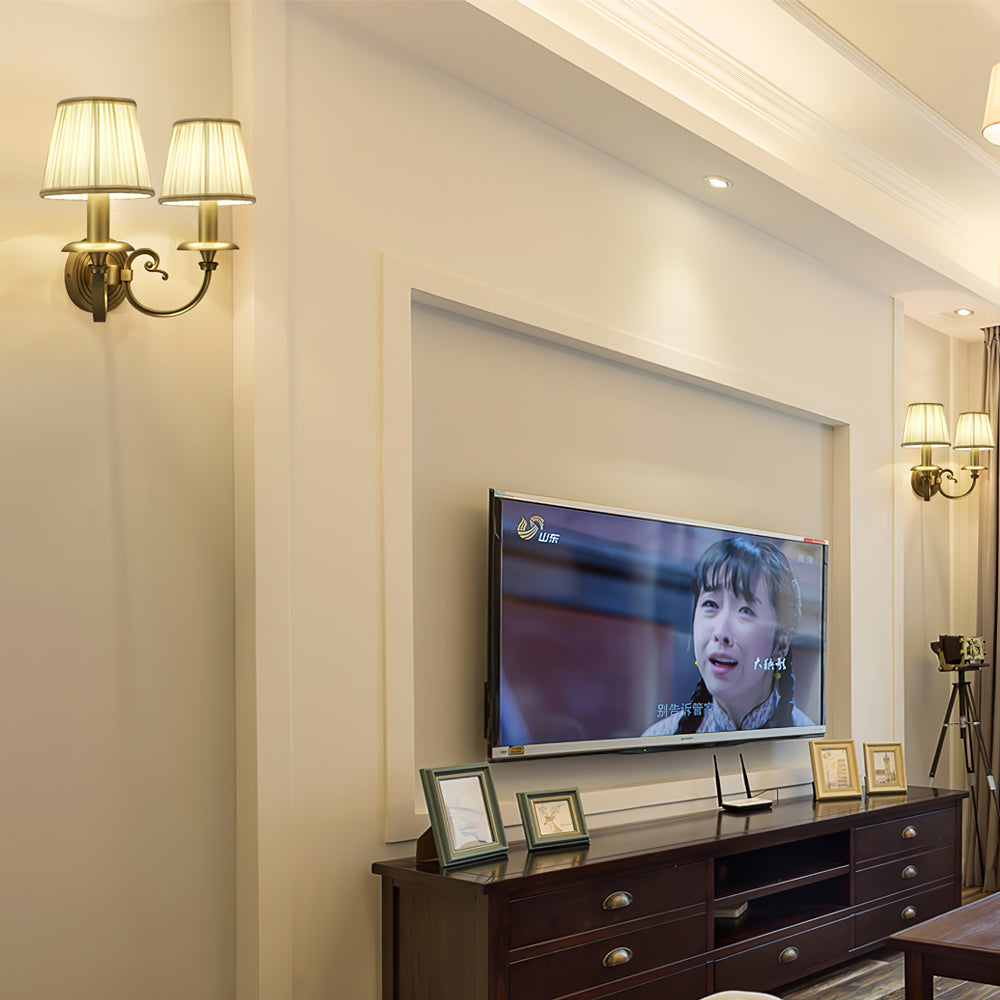 Pleated Brass Wall Lamp