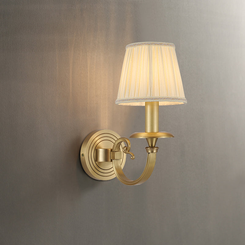 Pleated Brass Wall Lamp