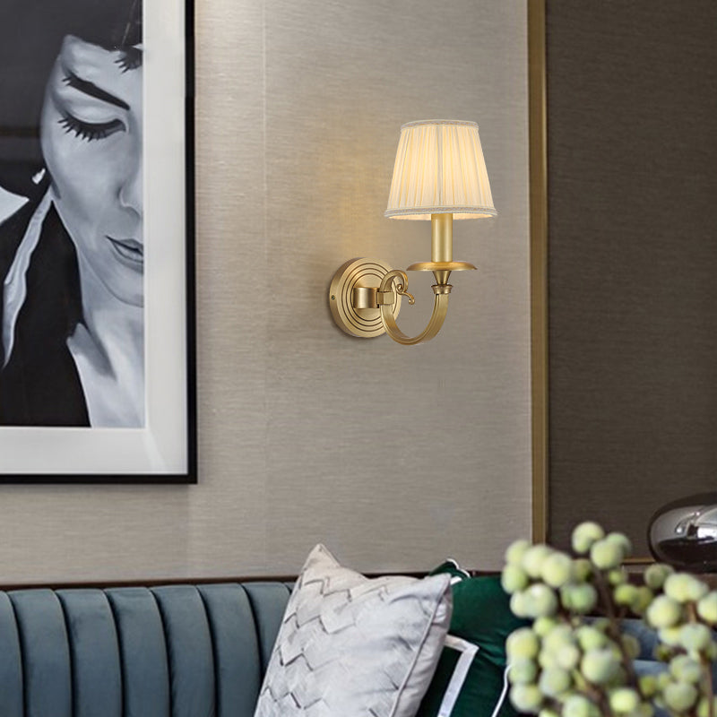 Pleated Brass Wall Lamp