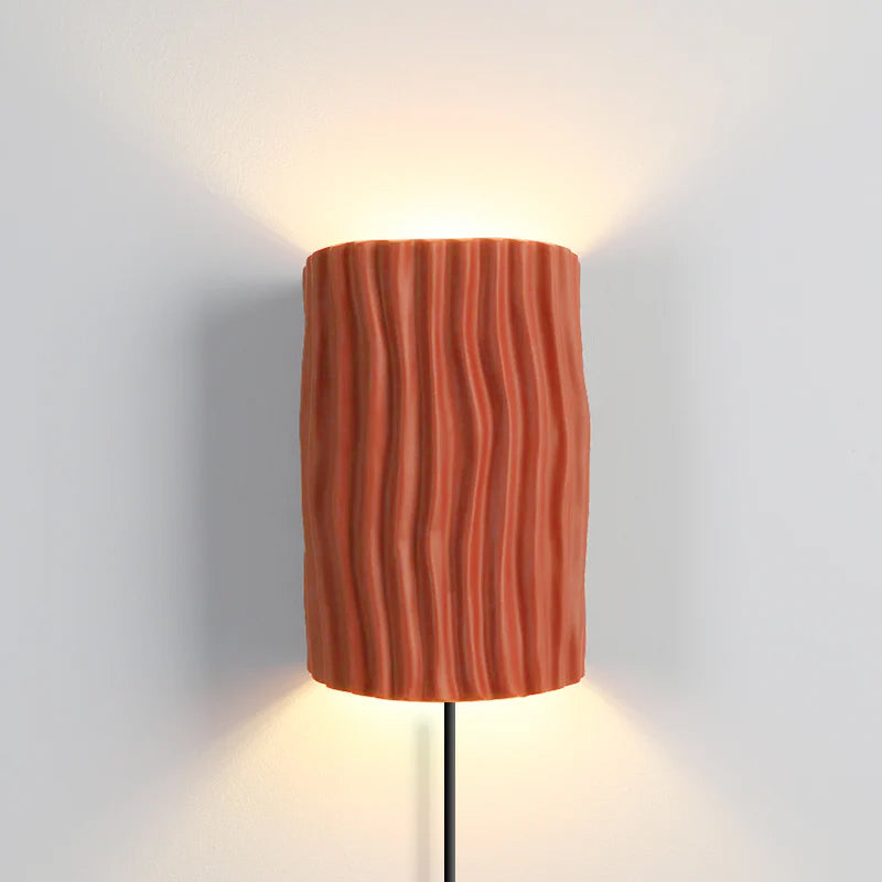 Pleated Resin Plug In Wall Lamp
