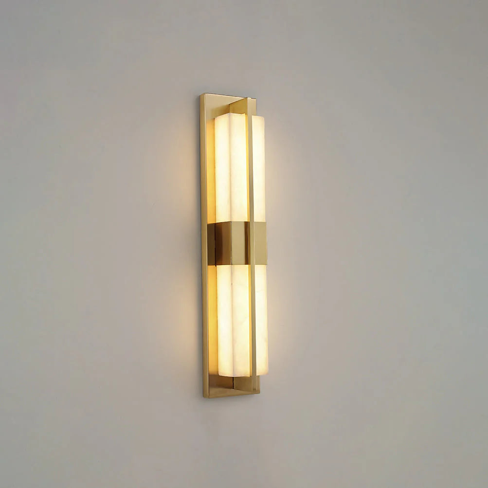 Rectangular Alabaster Modern Brass Wall Sconce