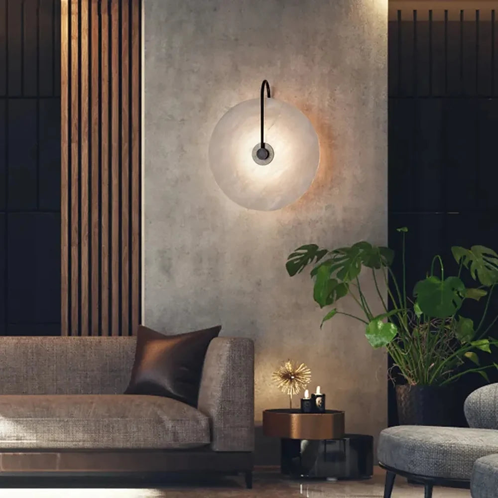 Round Alabaster Modern Wall Lamp