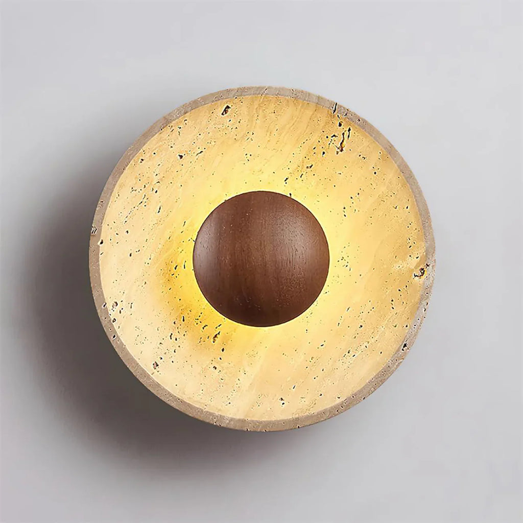Round Halo Travertine Wall Lamp