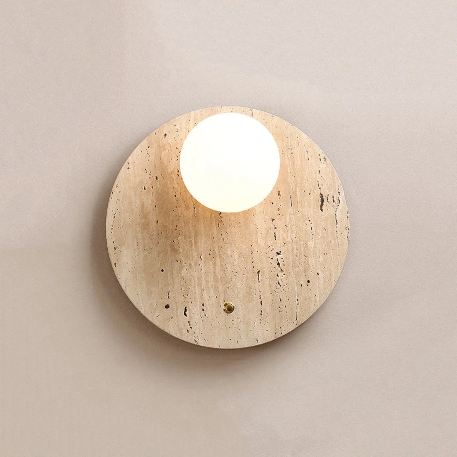 Round Oval Travertine Wall Lamp