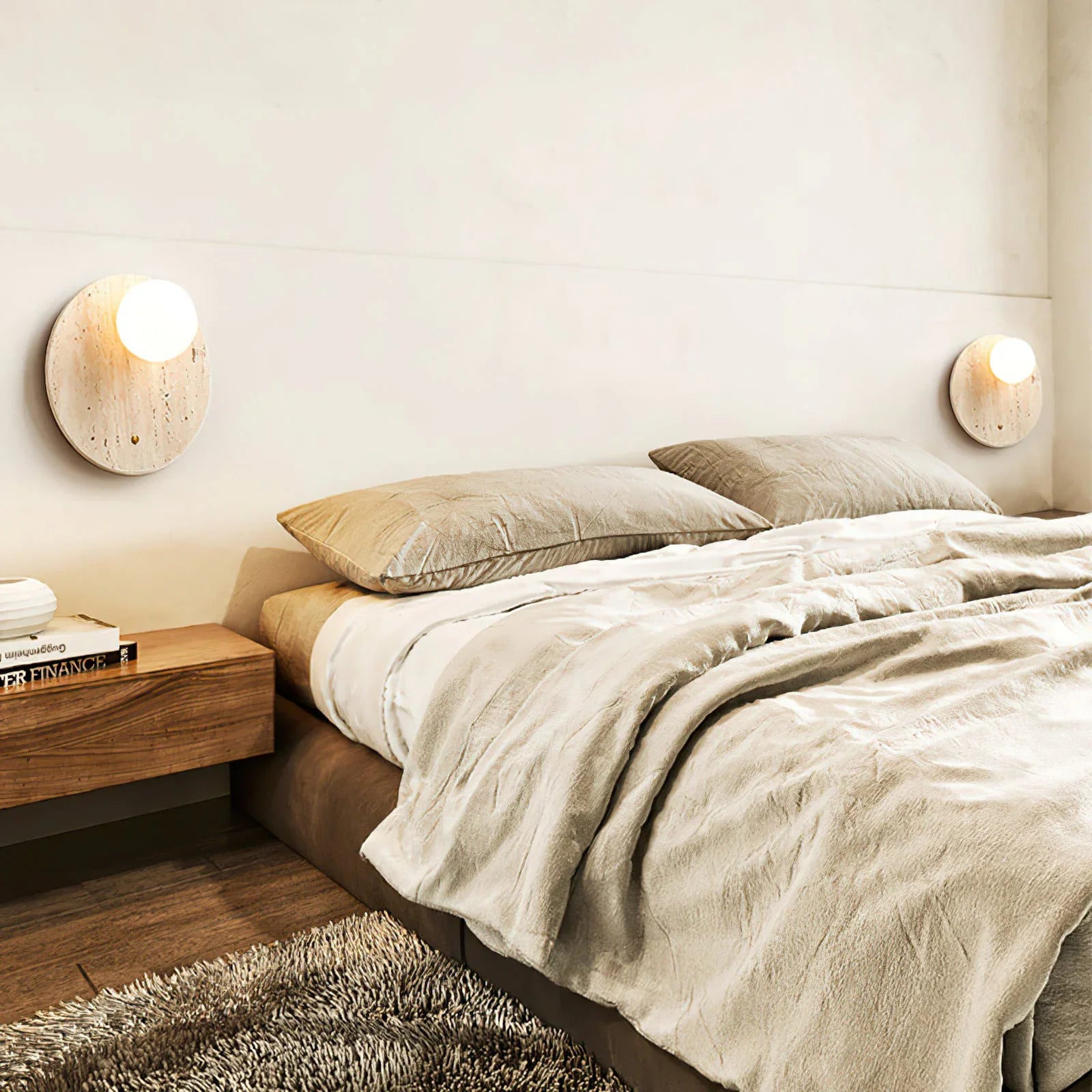 Round Oval Travertine Wall Lamp