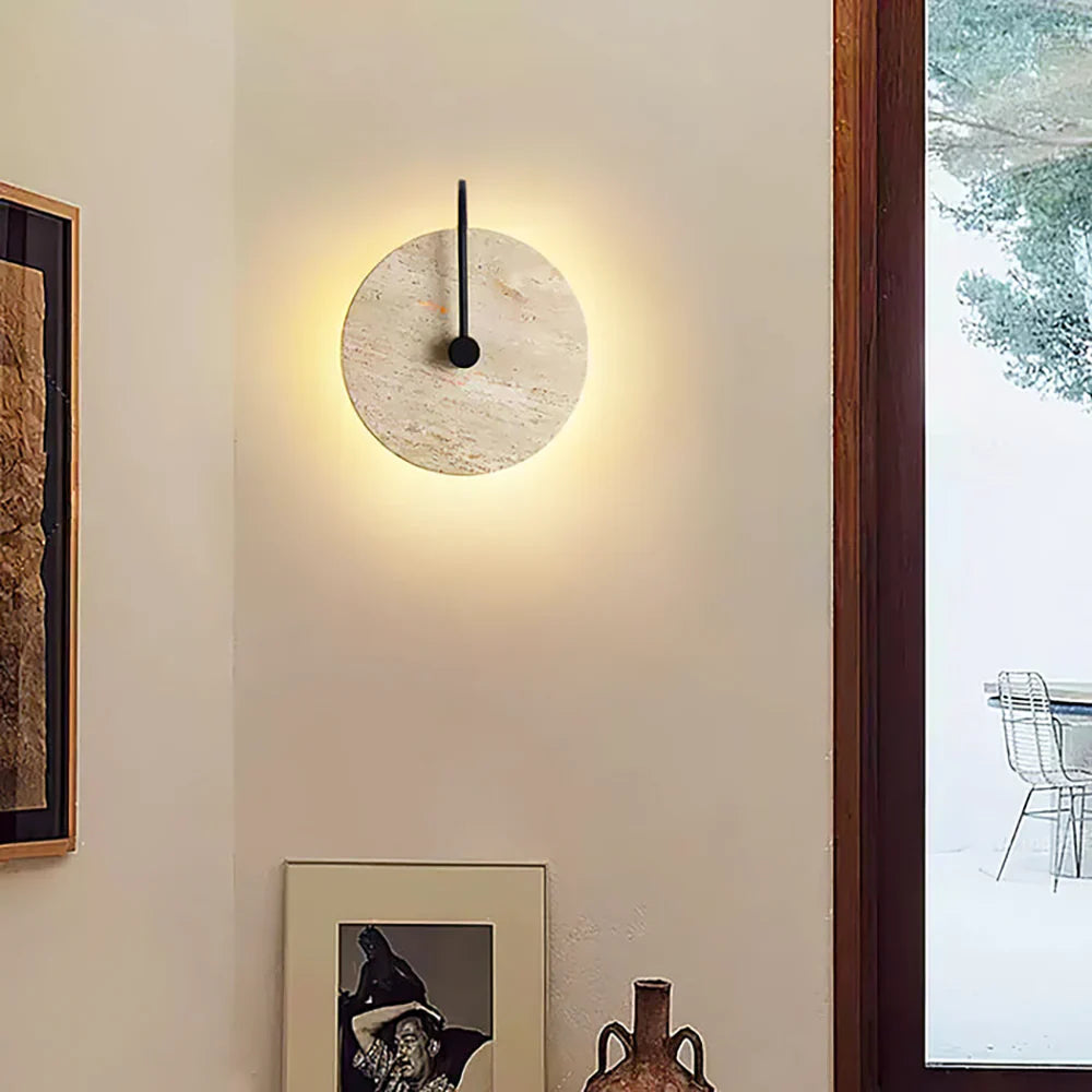Round Travertine Wall Lamp