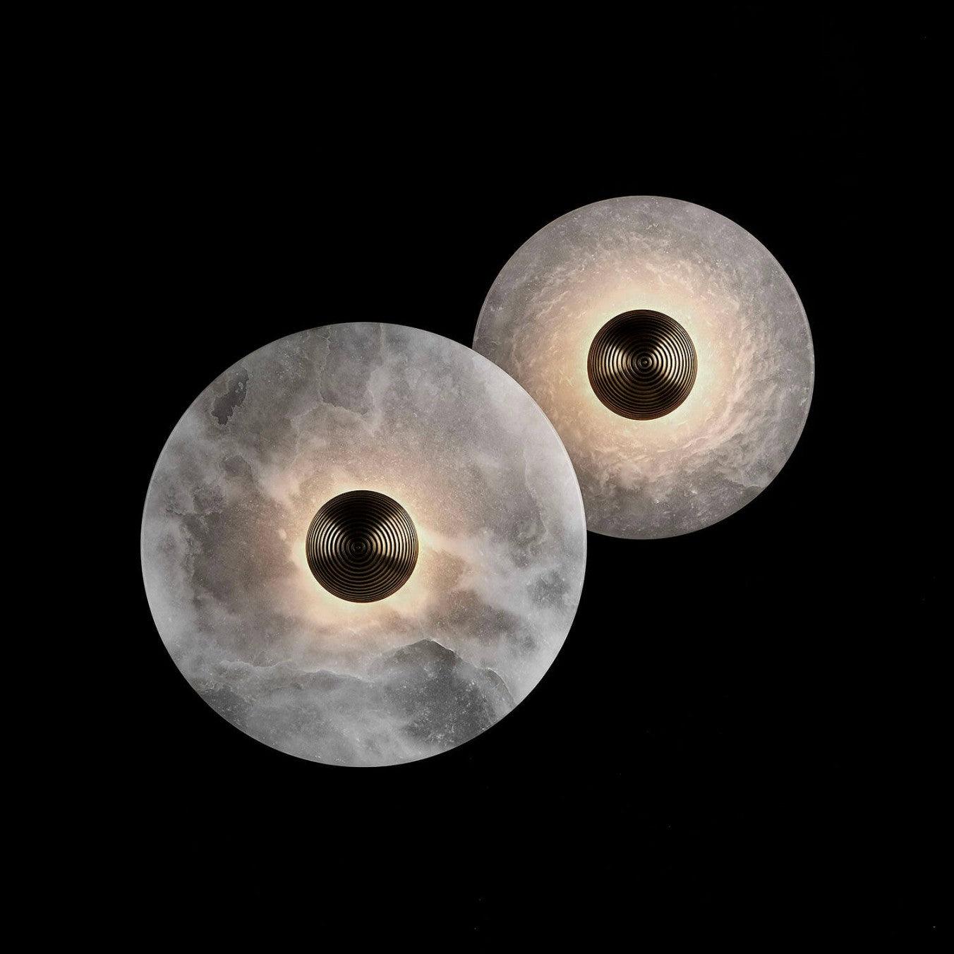 Round Alabaster Combination Wall Sconce