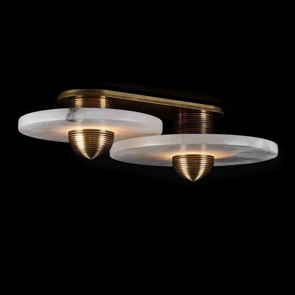 Round Alabaster Combination Wall Sconce