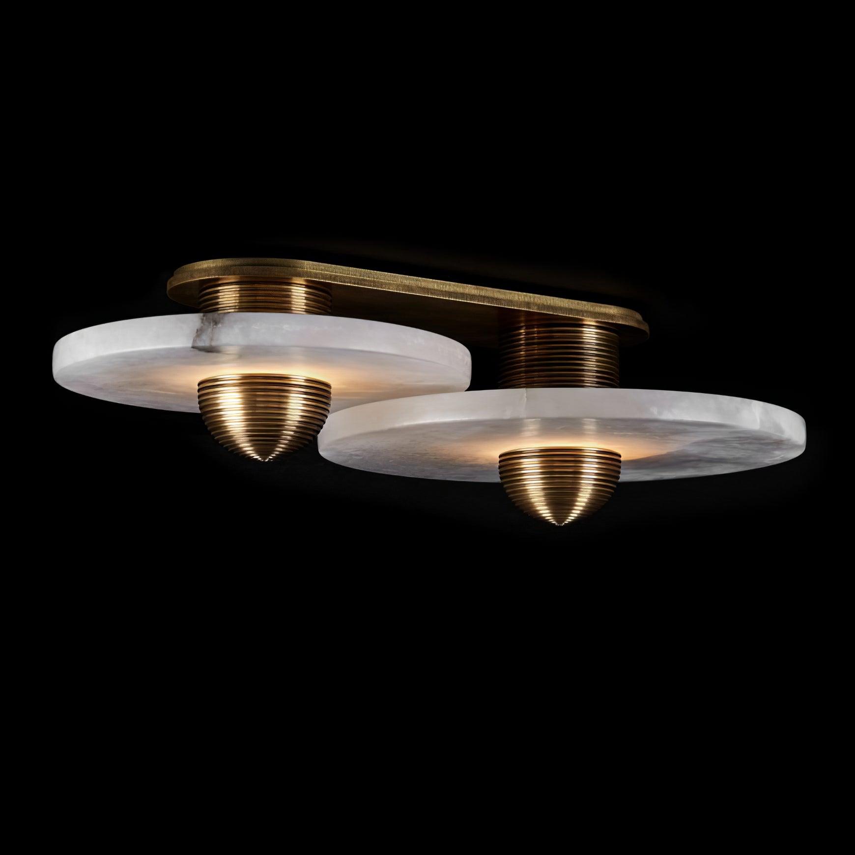 Round Alabaster Combination Wall Sconce