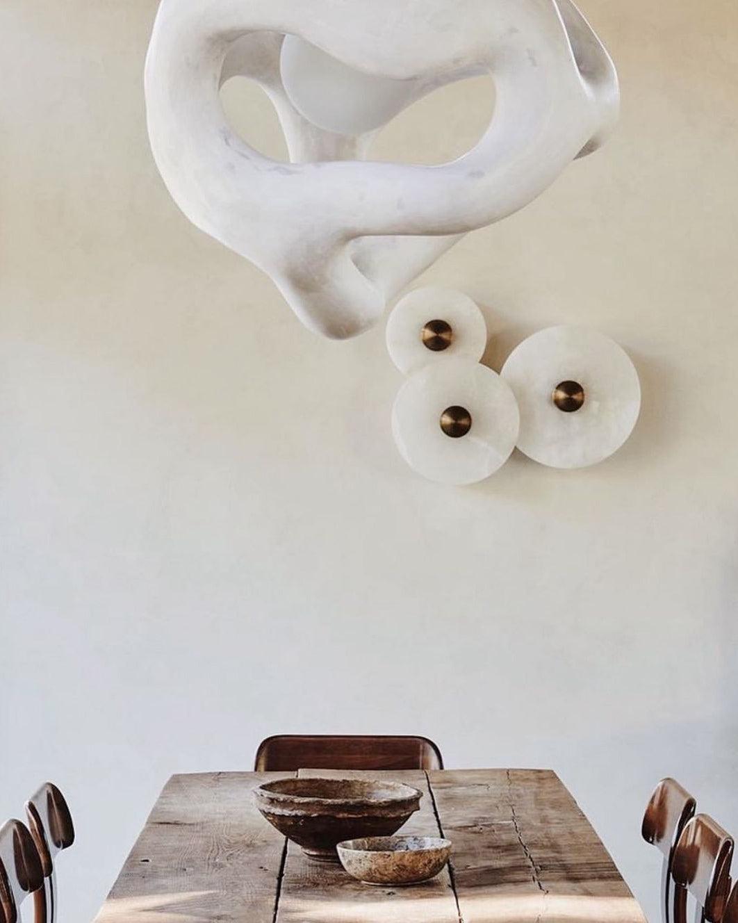 Round Alabaster Combination Wall Sconce